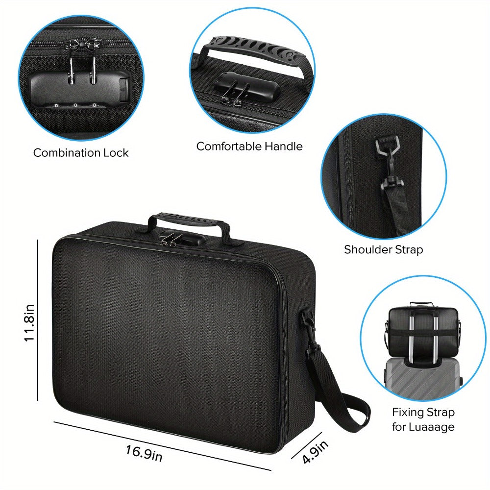 Fireproof Document Bag with Combination Lock - 17x11.8x5 Inch Waterproof File Organizer, 2000¡ãF Fireproof, Multi-Layer Storage for Passport Cash Laptop, 3 Carry Methods, for Travel Home Office, Black/Pink/Blue