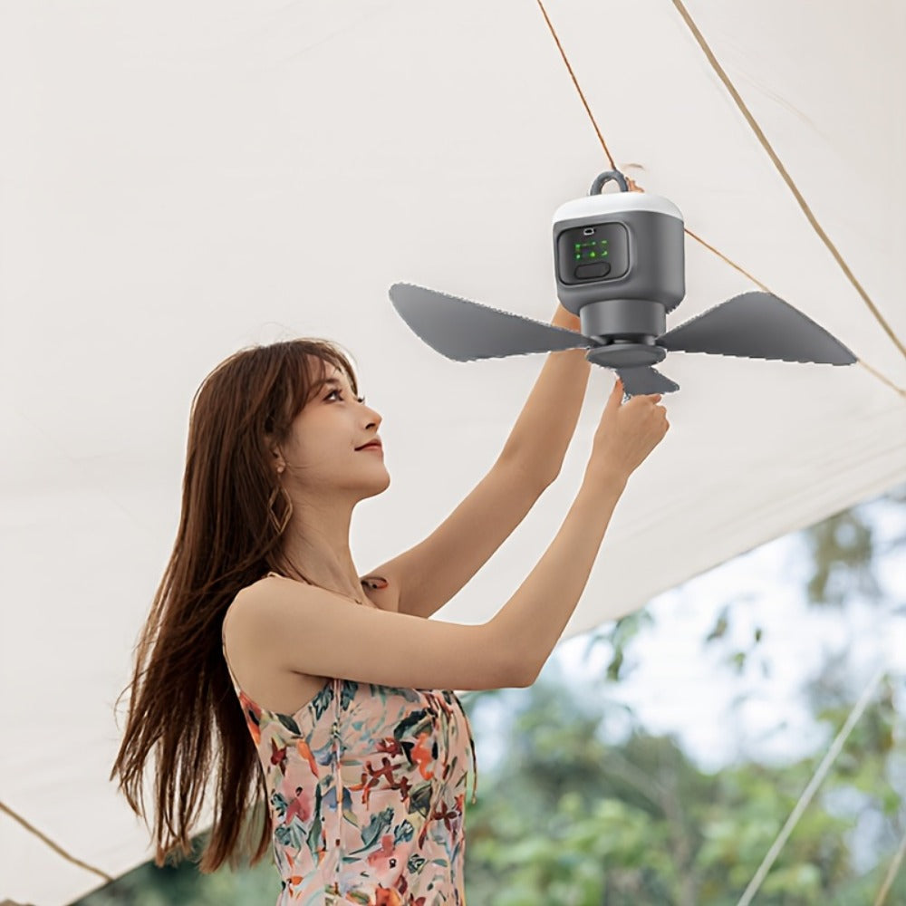 Remote Control Camping Fan 12000mAh Battery Portable Outdoor Fan with LED Light 4-Speed Settings 8-Hour Timer 30-Hour Runtime Rechargeable Tent Fan