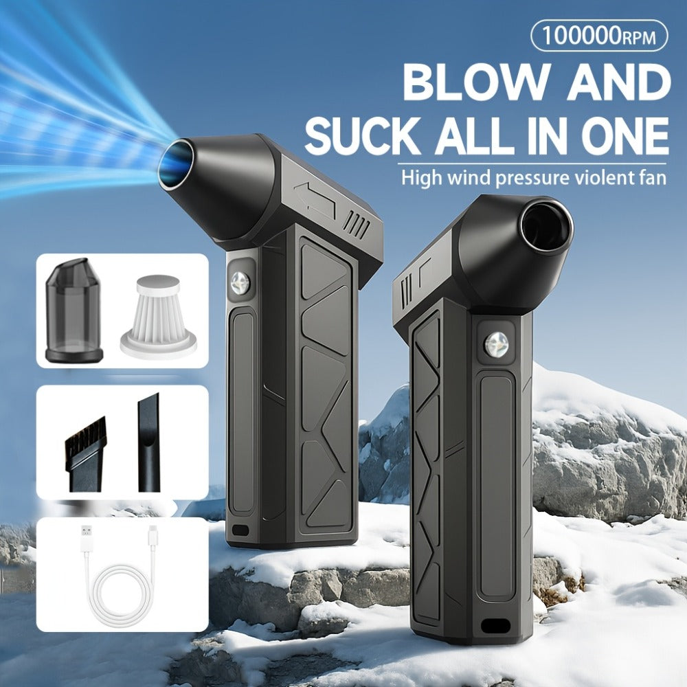 Handheld Electric Air Blower & Dust Collector with Digital Display - Wireless High-Speed Turbine Fan, USB & Battery Dual Power for Keyboard, Car, Home