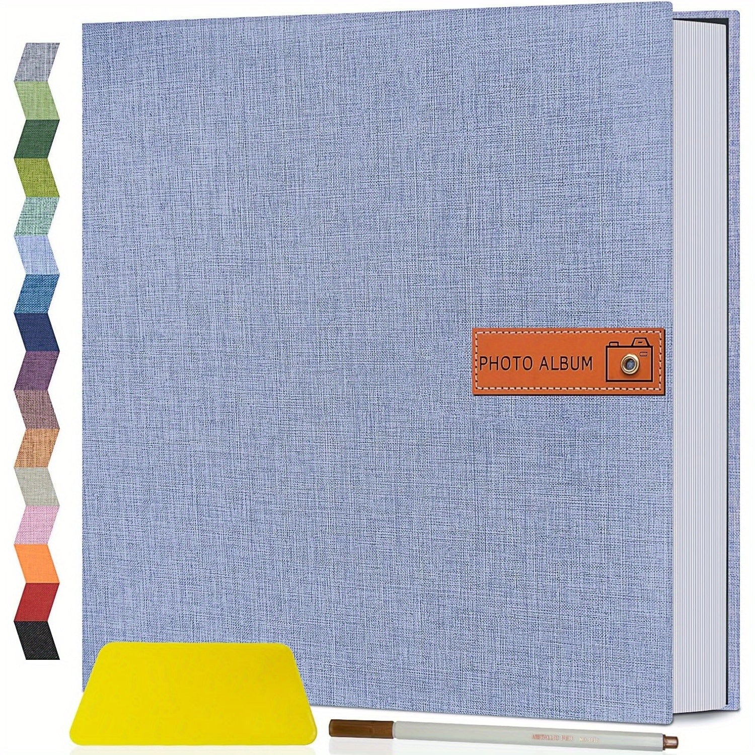 Self Adhesive Photo Album Scrapbook ¨C Large Linen Cover Memory Book for 4x6 5x7 8x10 Photos, DIY Picture Book with Metal Pen, Gift for Mom, Baby, Wedding, Valentine's Day & Mother's Day, 40 & 60 Pages