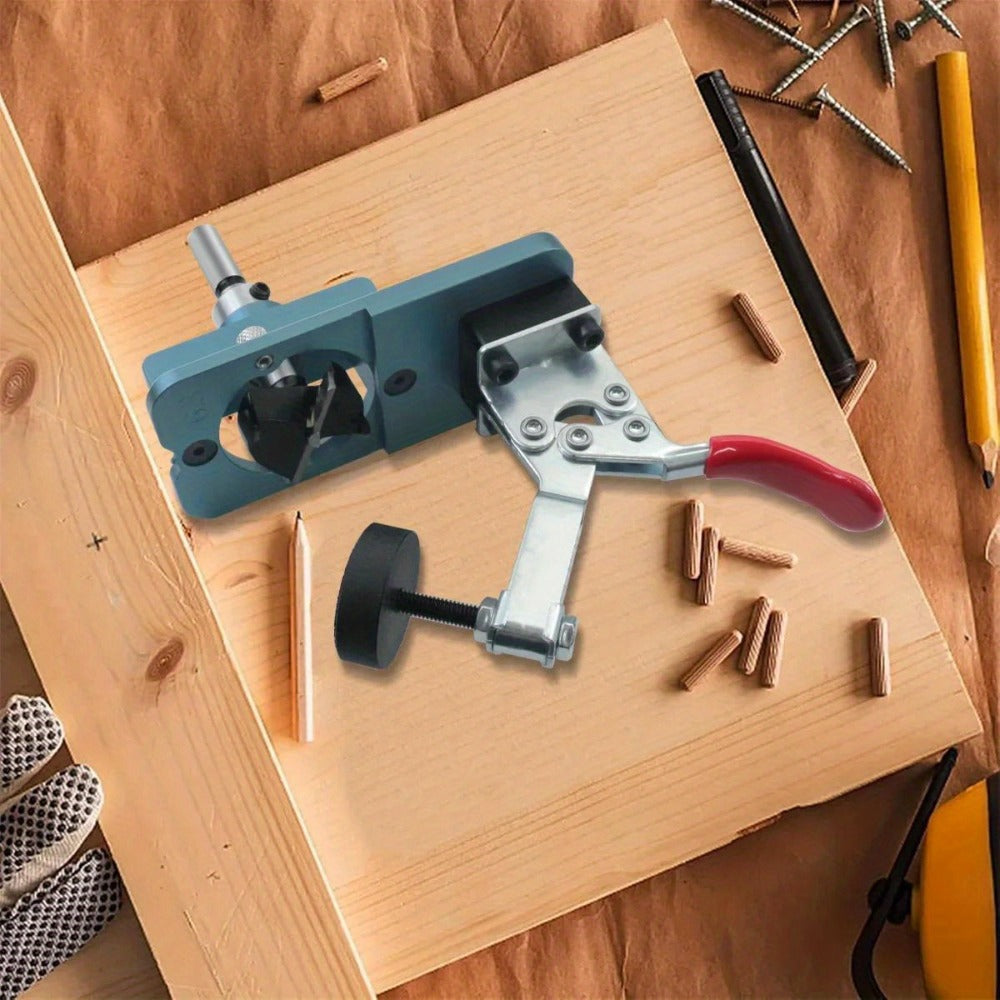 35mm Hinge Drilling Jig Kit Aluminum Alloy Cabinet Door Hinge Hole Opener Template Puncher Locator for Woodworking Door Cabinet Wardrobe Hinge Installation 15-25mm Boards