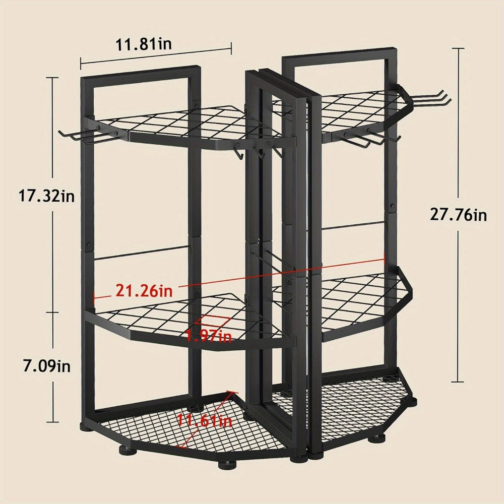 Wall Mount Tool Organizer Rack - Heavy Duty Metal Garden Tool Storage with Hooks for Shovels, Rakes & Long-Handled Tools | Garage, Shed & Backyard Corner Utility Storage