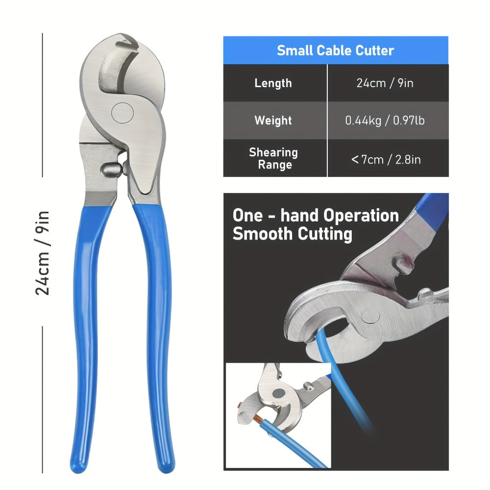 Battery Cable Lug Crimping Tool Set AWG 8-1/0 Heavy-Duty Ratchet Crimper with Copper Wire Lugs, Heat Shrink Tubing, Cable Cutter & Work Gloves for Automotive Marine Electrical Wiring