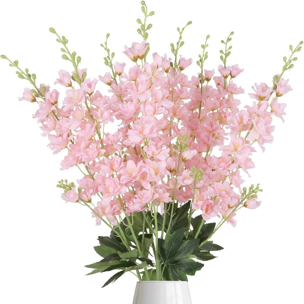 Artificial Delphinium Flowers 8pcs 33.5 Inch Faux Larkspur Stems for Wedding Centerpieces, Tall Silk Flower Bouquet for Home Vase Table Garden Decor