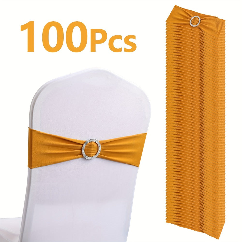 Chair Sashes for Wedding 100pcs Stretch Spandex Elastic Chair Sash Bands with Buckle for Dining Chairs Banquet Party Event Decor - Bulk Set Multiple Colors