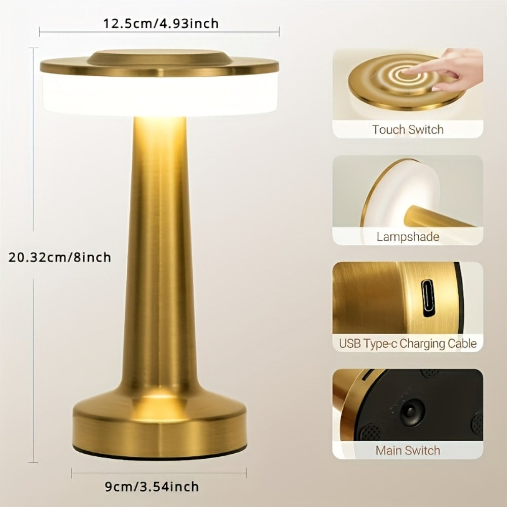 Rechargeable Touch Table Lamp ¨C 3 Color Dimmable Portable Bedside Nightstand Lamp with Battery, Small Wireless Desk Light for Bedroom, Living Room & Travel
