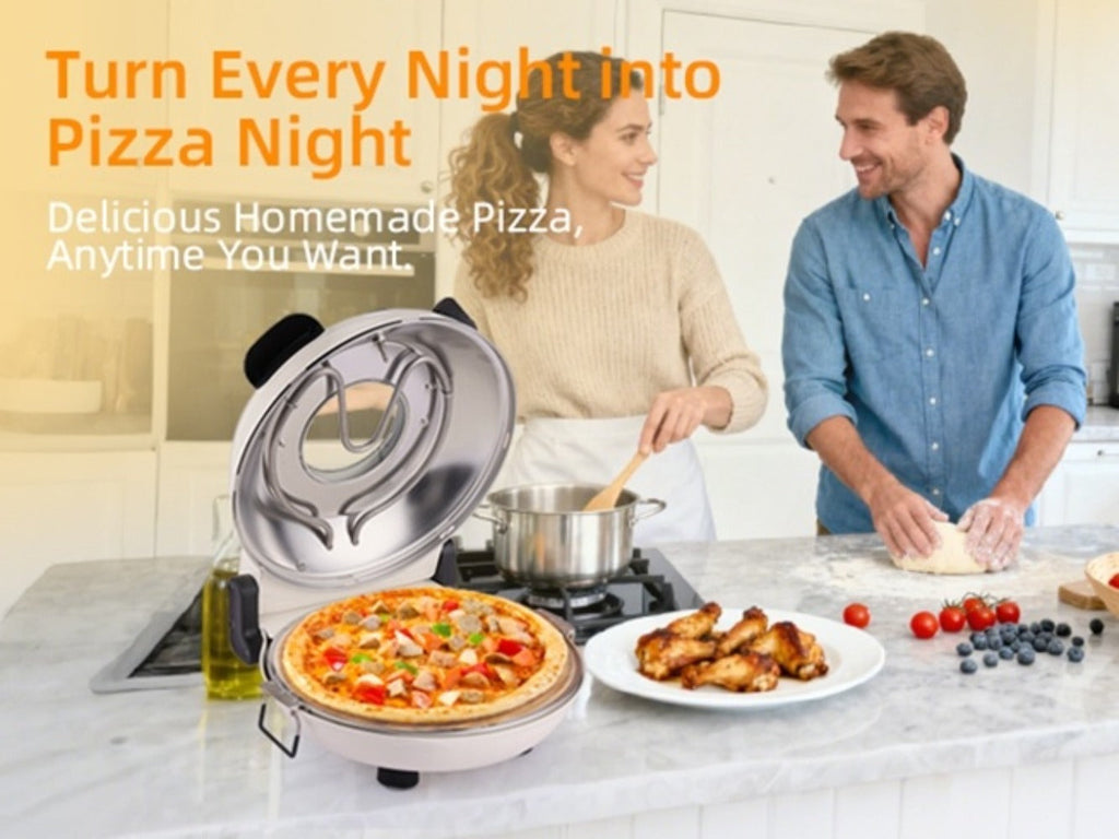 Indoor Pizza Oven Countertop ¨C 12-Inch Electric Pizza Maker Machine for Home Kitchen, Heats Up to 800¡ãF, Fast Baking Grill Oven with Even Heat Distribution, White