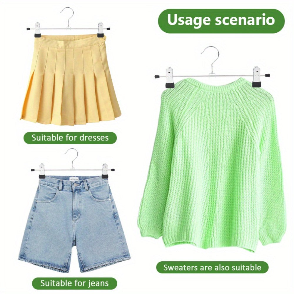 Pants Hangers with Clips 30-Pack ¨C Adjustable Metal Skirt Hangers with 360¡ã Rotatable Clips for Jeans, Trousers, Skirts, Dresses & Ties ¨C Stainless Steel Closet Organizer Hangers