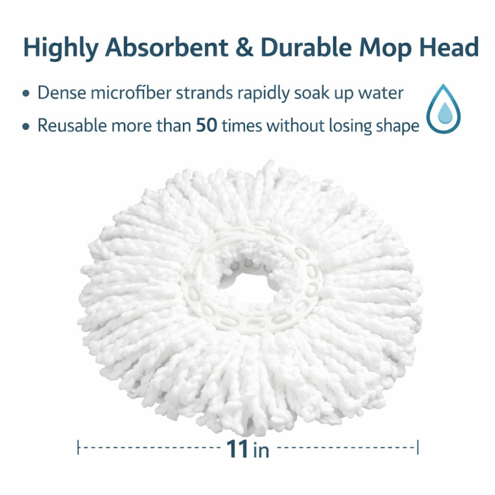 360 Spin Mop and Bucket Set with Wringer - Stainless Steel Extended Handle Spinning Mop Bucket System with Microfiber Mop Refills for Hardwood, Tile & Laminate Floor Cleaning, Black Blue Pink Red