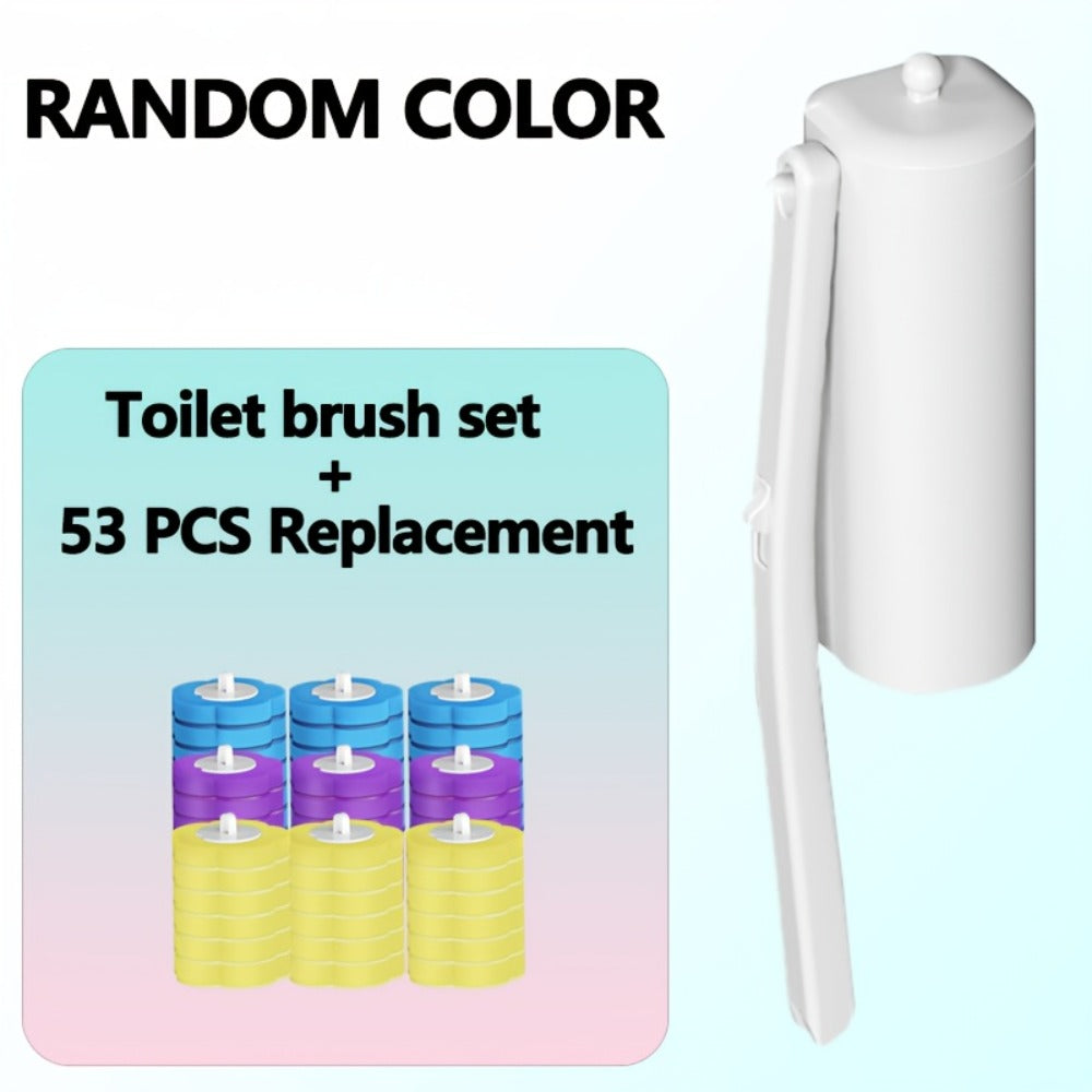 Disposable Toilet Brush Cleaning System with Bracket & Replaceable Heads - Deep Clean Toilet Bathroom Cleaning Kit, No-Touch Hygienic Brush with Refill Packs 17/24/30/35/53 Refills for Home & Bathroom