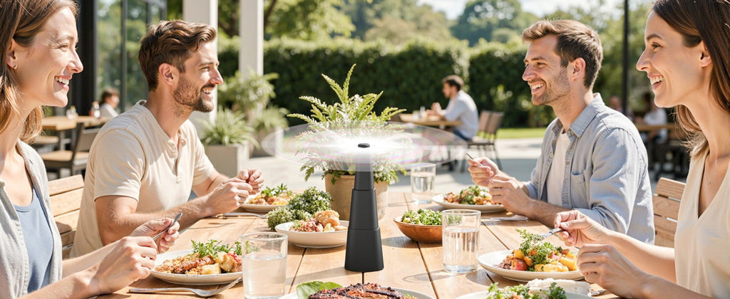 Outdoor Food Fan 4-Pack Battery Powered Silent Table Fan with Hook for Picnic BBQ Patio Party Restaurant Desktop Home Food Protection Black