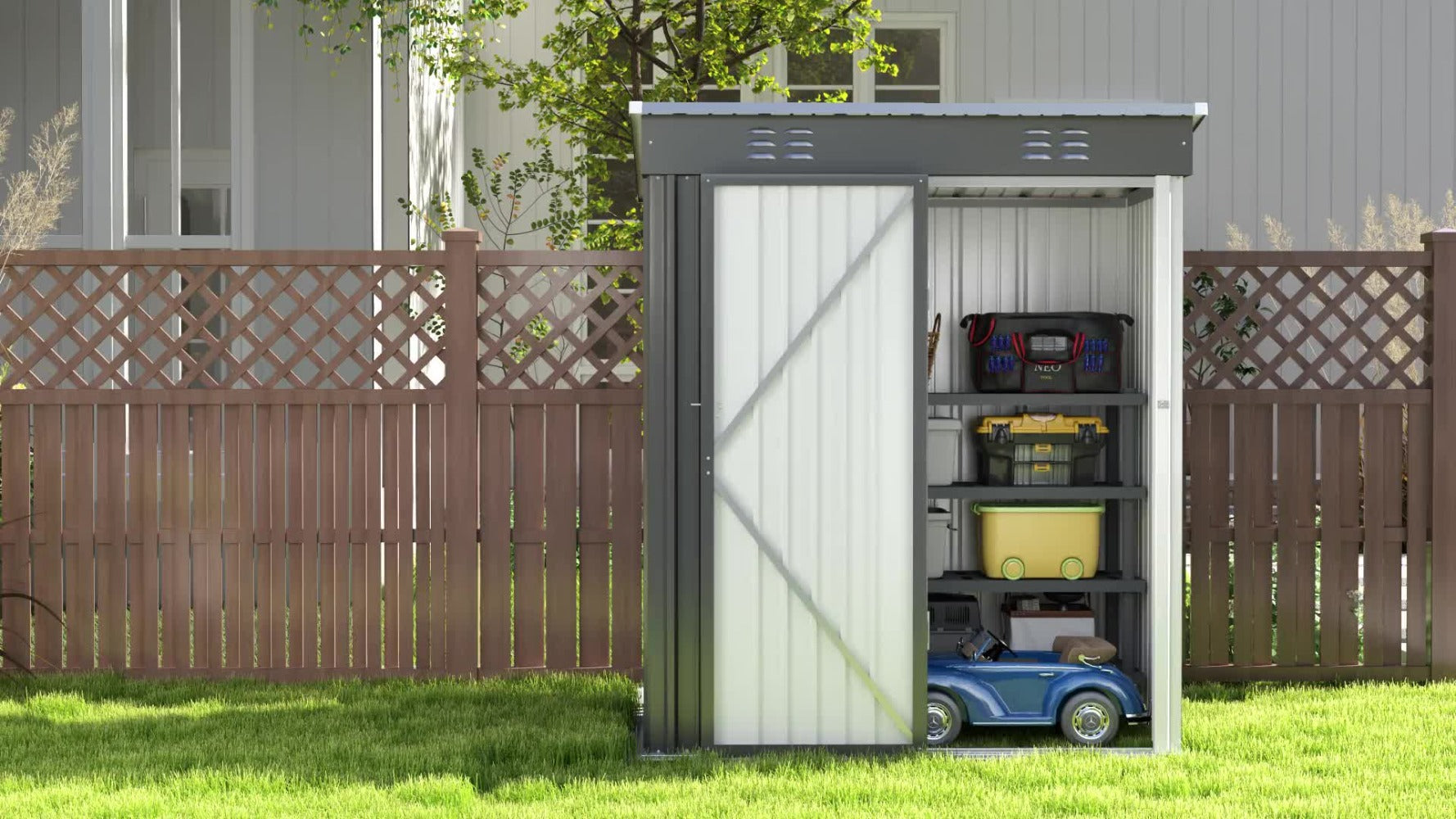 Outdoor Storage Shed 5x3ft Metal Garden Shed for Outside Tool Storage & Organization, Waterproof Backyard Storage House