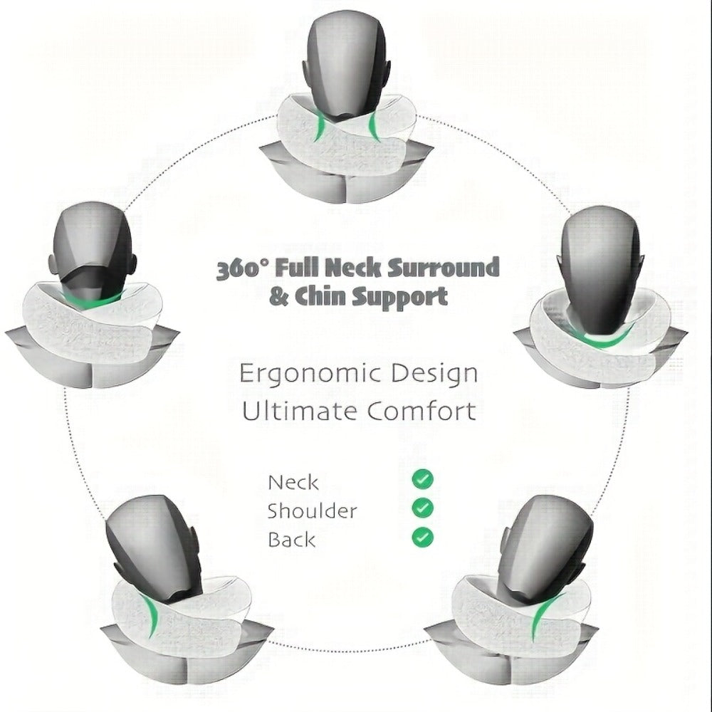 Travel Neck Pillow U-Shaped Memory Foam Cervical Support Pillow for Airplane, Car & Hotel ¨C Portable & Ergonomic