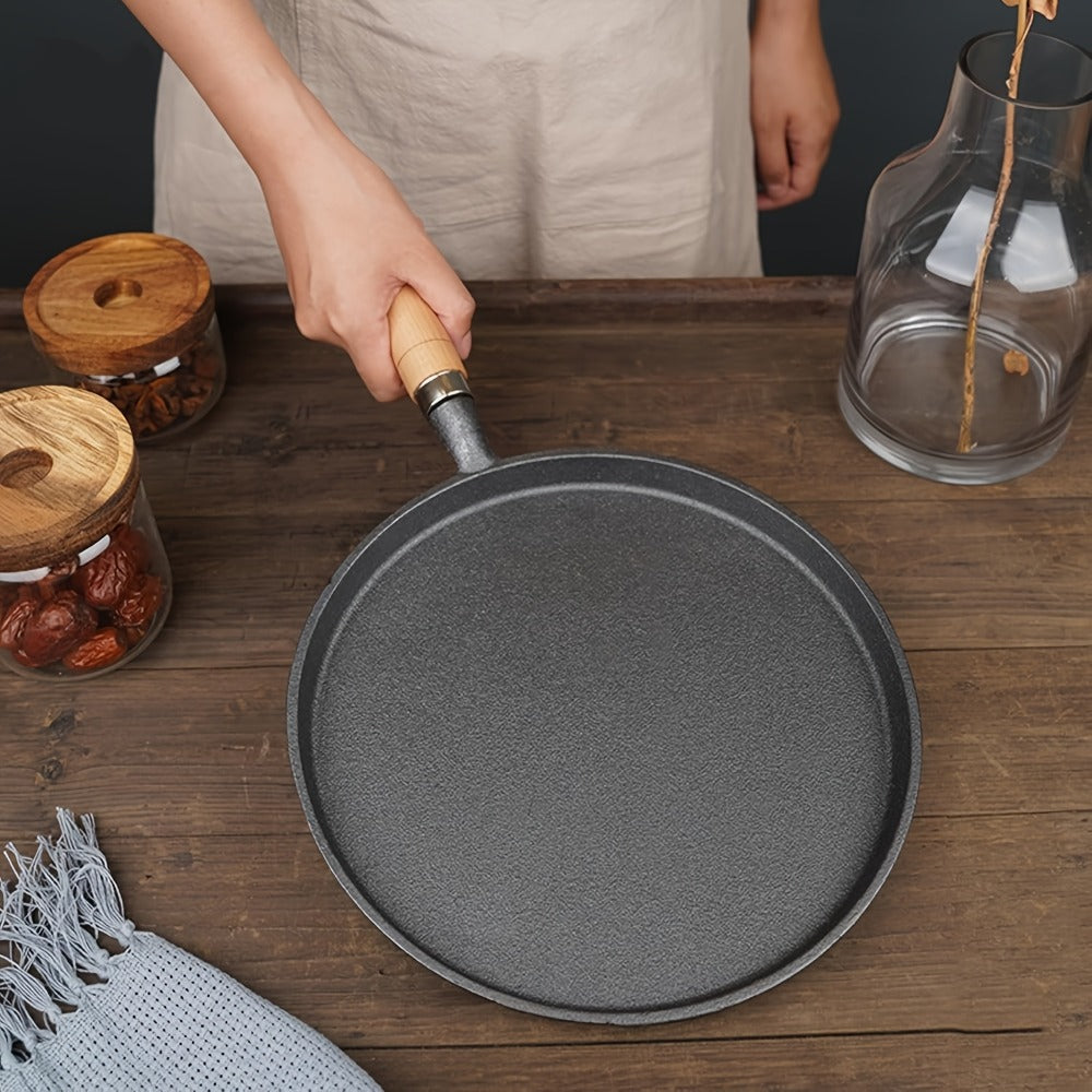 Cast Iron Skillet Non-stick Flat Pan 8.27/9.45/10.63 Inch for Pancakes Eggs & Crepes ¨C Induction Gas Campfire Compatible Breakfast Griddle Pan for Indoor Outdoor Cooking
