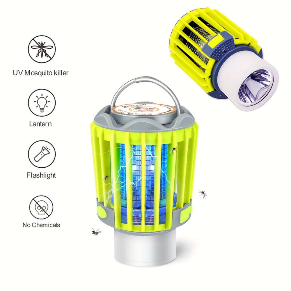 Mosquito Repellent 3-in-1 USB Rechargeable Portable LED Lantern, Indoor Outdoor Bug Repeller Camp Light with SOS Emergency Mode for Home Backyard Patio Camping Hiking Travel