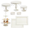Cake Stand Set of 8 with Crystal Pendants 3-Tier Cupcake Tower Metal Dessert Display for Wedding Birthday Baby Shower Party Decor