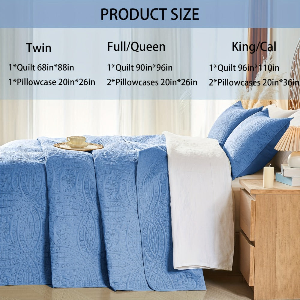 Quilt Set 2-3pcs ¨C Lightweight Microfiber Bedspread Coin Pattern Coverlet All Seasons Twin Full Queen King Cal King