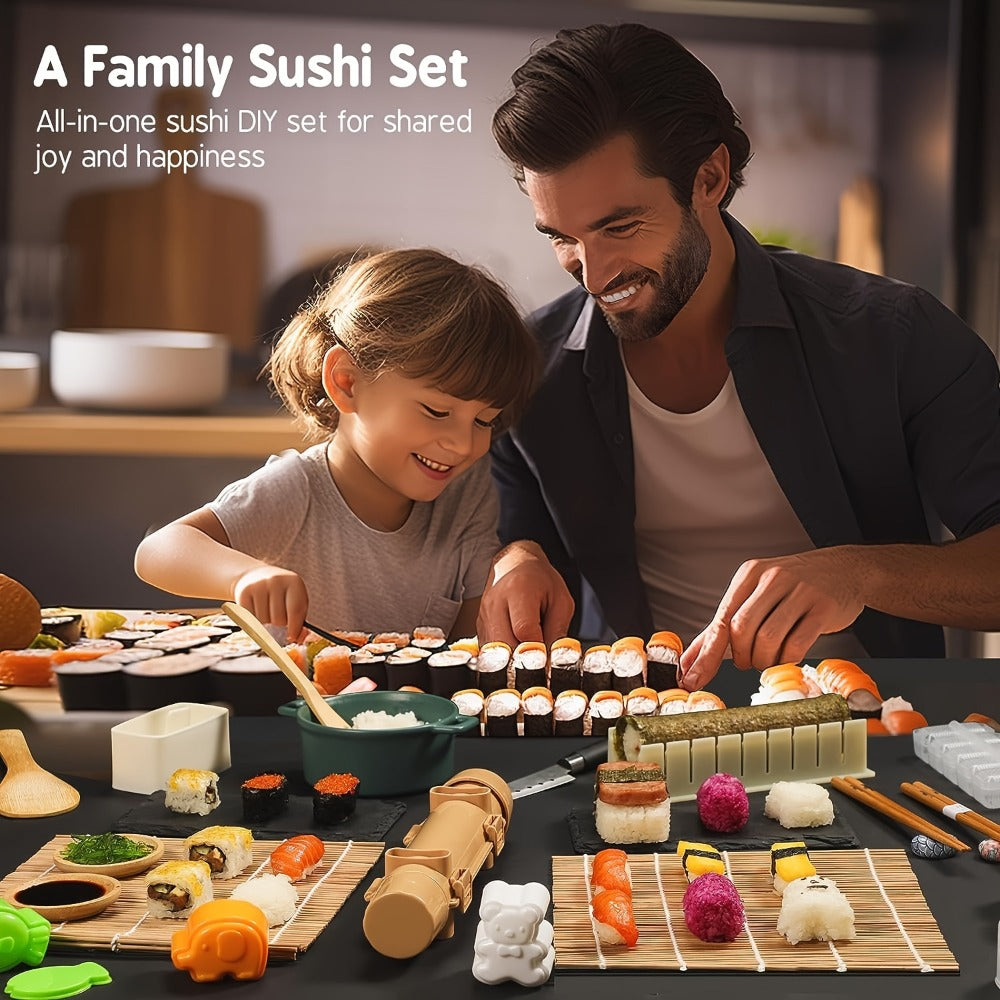 Sushi Making Kit 9/27Pcs with Bamboo Rolling Mats, Rice Molds, Paddle, Knife & Chopsticks ¨C Beginner Set for Home, School, Camping & Gifts