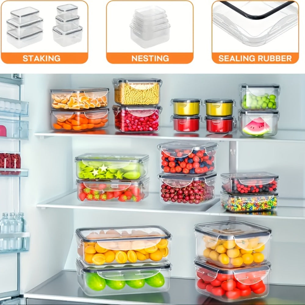 Airtight Plastic Food Storage Containers with Easy-Snap Lids 40pcs or 10pcs Set Pantry Kitchen Organization Meal Prep Containers with Labels and Markers BPA-Free Transparent and Pink