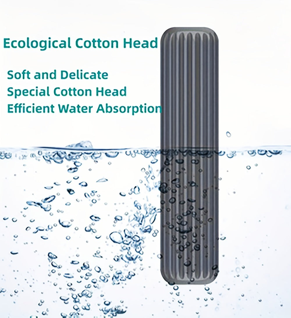 Mini Sponge Mop with Adjustable Handle & 4 Reusable Heads ¨C Self-Squeezing Portable Cleaning Mop for Bathroom, Kitchen, Car & Window