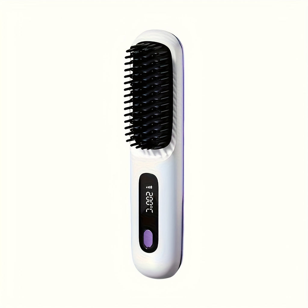 Cordless Hair Straightener USB Rechargeable - 3 Temperature Controls, LED Display, Long-Lasting Shine, Lightweight Travel Flat Iron with Comb & Clips, Portable Mini Hair Straightener for Women