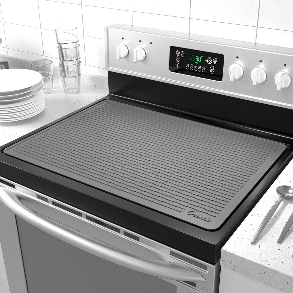 Silicone Stove Top Cover Mat 30x21in ¨C Thick Anti-Slip Glass Cooktop Protector, Heat Resistant Electric Stove Cover, Kitchen Countertop Mat & Dish Drying Pad for Home & Restaurant