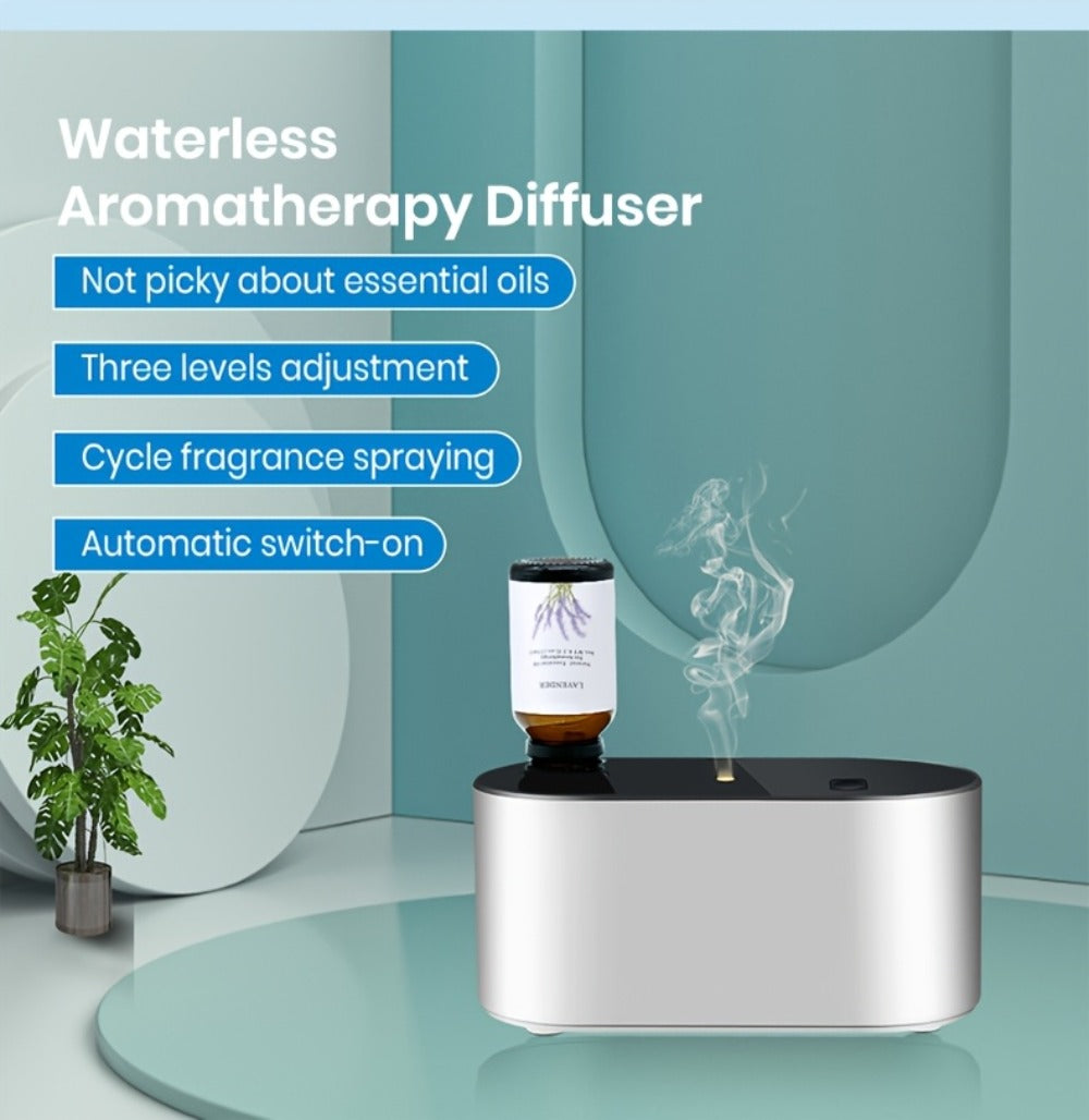 Waterless Essential Oil Diffuser ¨C Smart Aroma Diffuser with 3 Modes, Auto Cycle Atomizer & Colorful LED Lights for Home Office Car Yoga, Mini Portable Scent Diffuser (Oils Not Included)