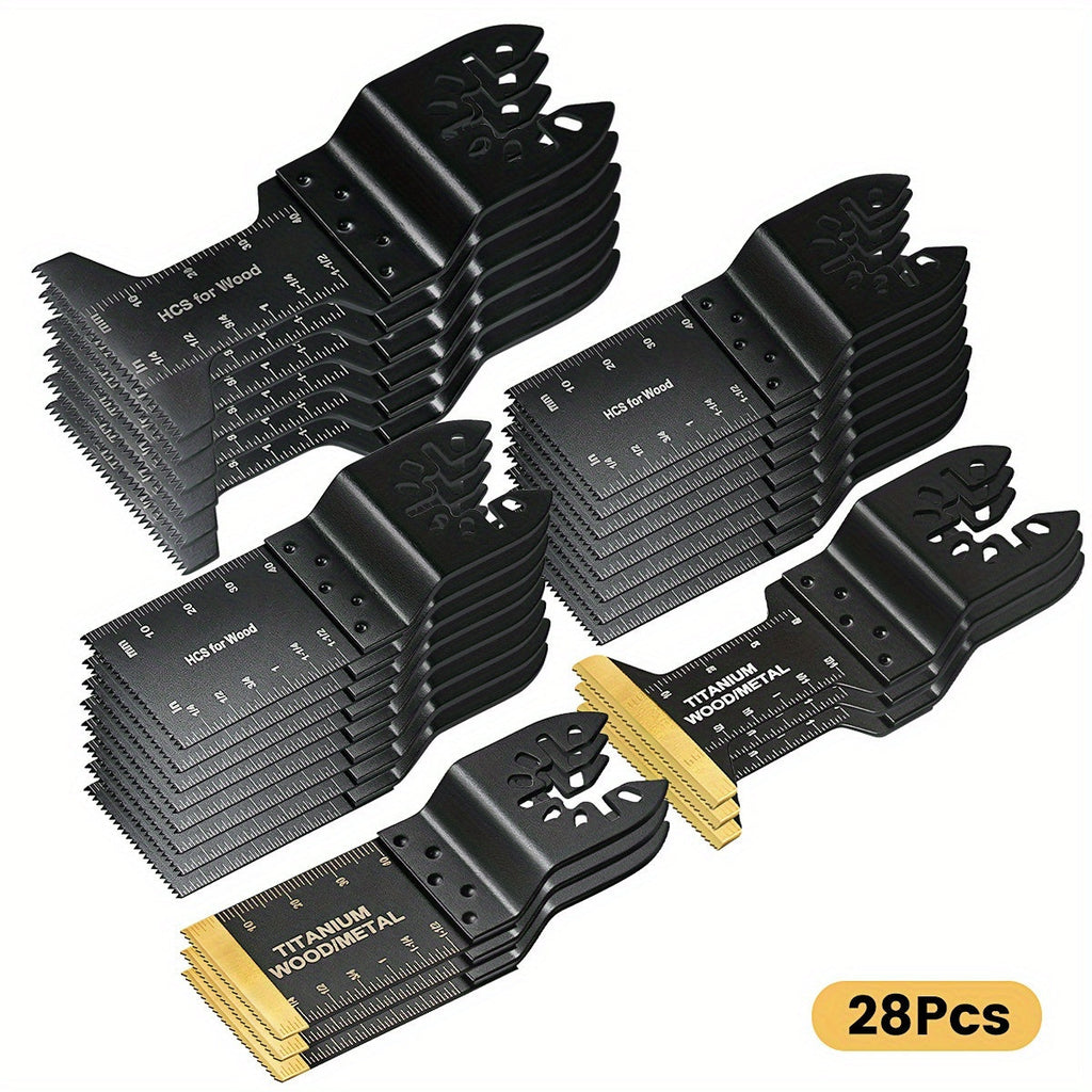 Titanium Oscillating Multi Tool Blades Universal Quick Release Saw Blades Set for Cutting Metal Nails Wood Plastic Compatible with Major Brands 18 28 50 Piece Options