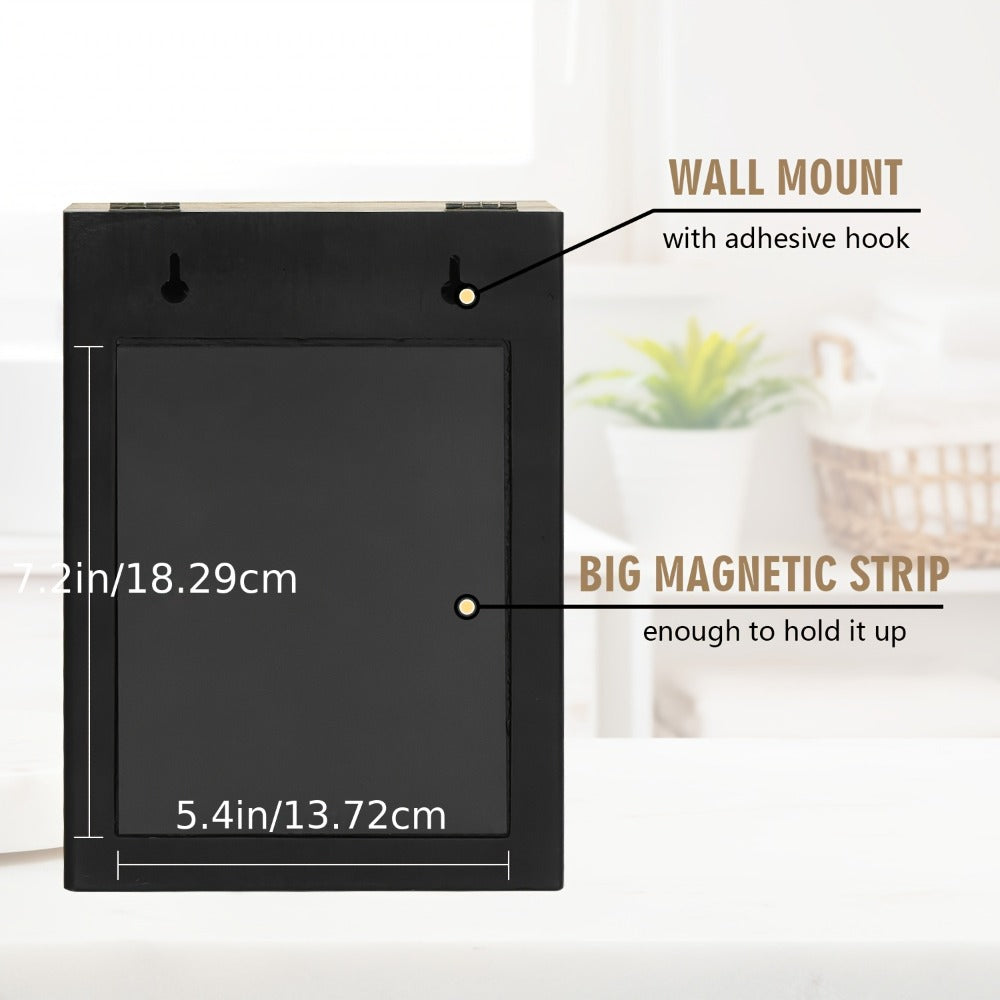Magnetic Lint Holder & Dryer Sheet Dispenser 2-Pack, Farmhouse Wooden Lint Trash Can with Lid for Dryer, Wall Mount Dryer Sheet Box Organizer for Laundry Room Decor, Magnetic Laundry Organizer Set