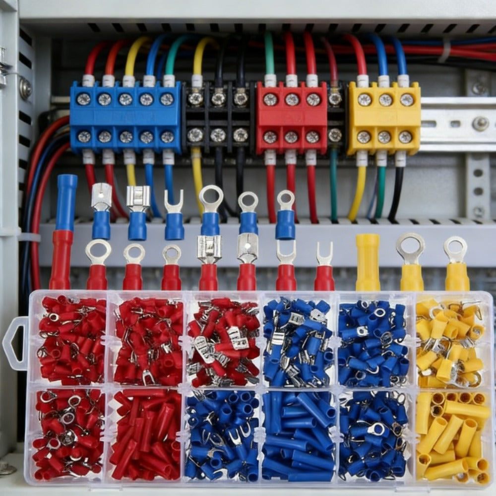 Electrical Crimp Terminals 280pcs Assorted Kit ¨C Insulated Ring Fork Spade & Butt Wire Connectors for Automotive Marine & Home Wiring, Universal Cable Connector Set with Storage Case