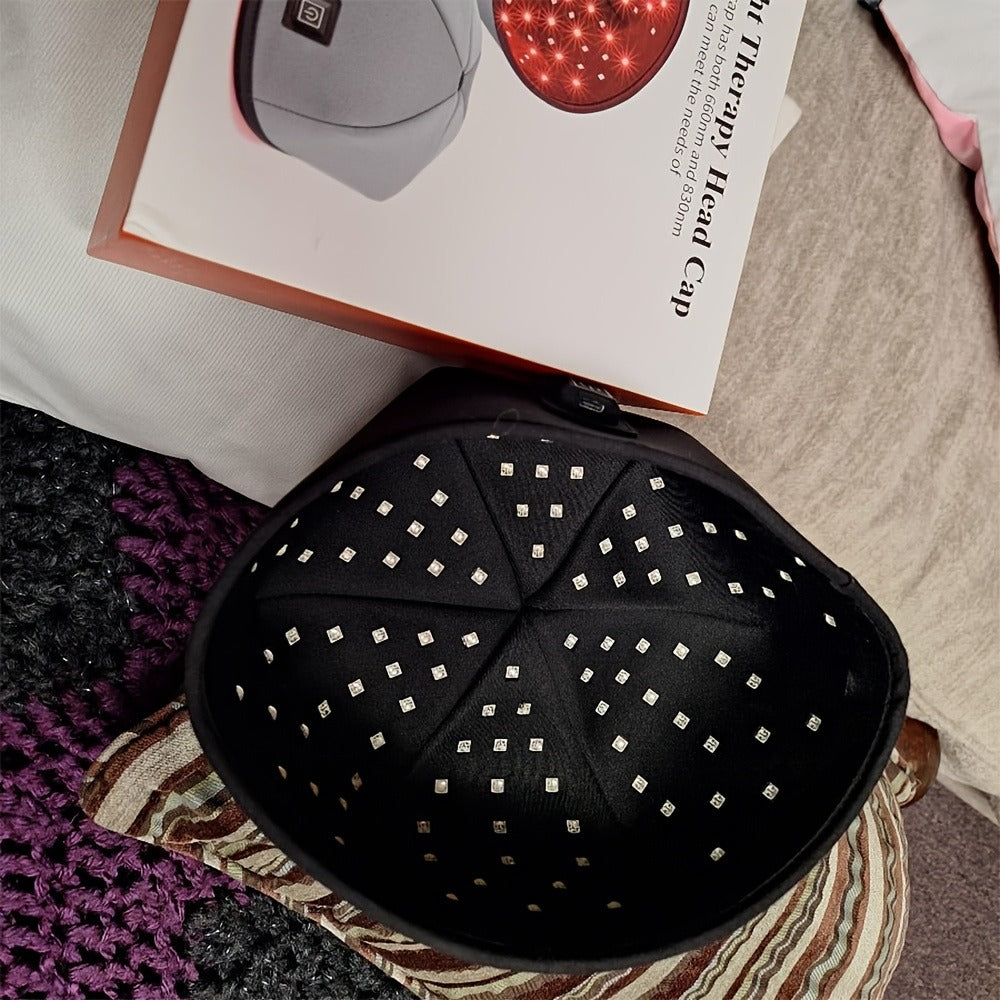Red Light Therapy Cap for Hair Growth & Scalp Care ¨C 120 LEDs, 630nm Red Light & 820nm Near Infrared, Wearable LED Hair Therapy Helmet, Father's Day Gift for Men & Women, Black & Gray