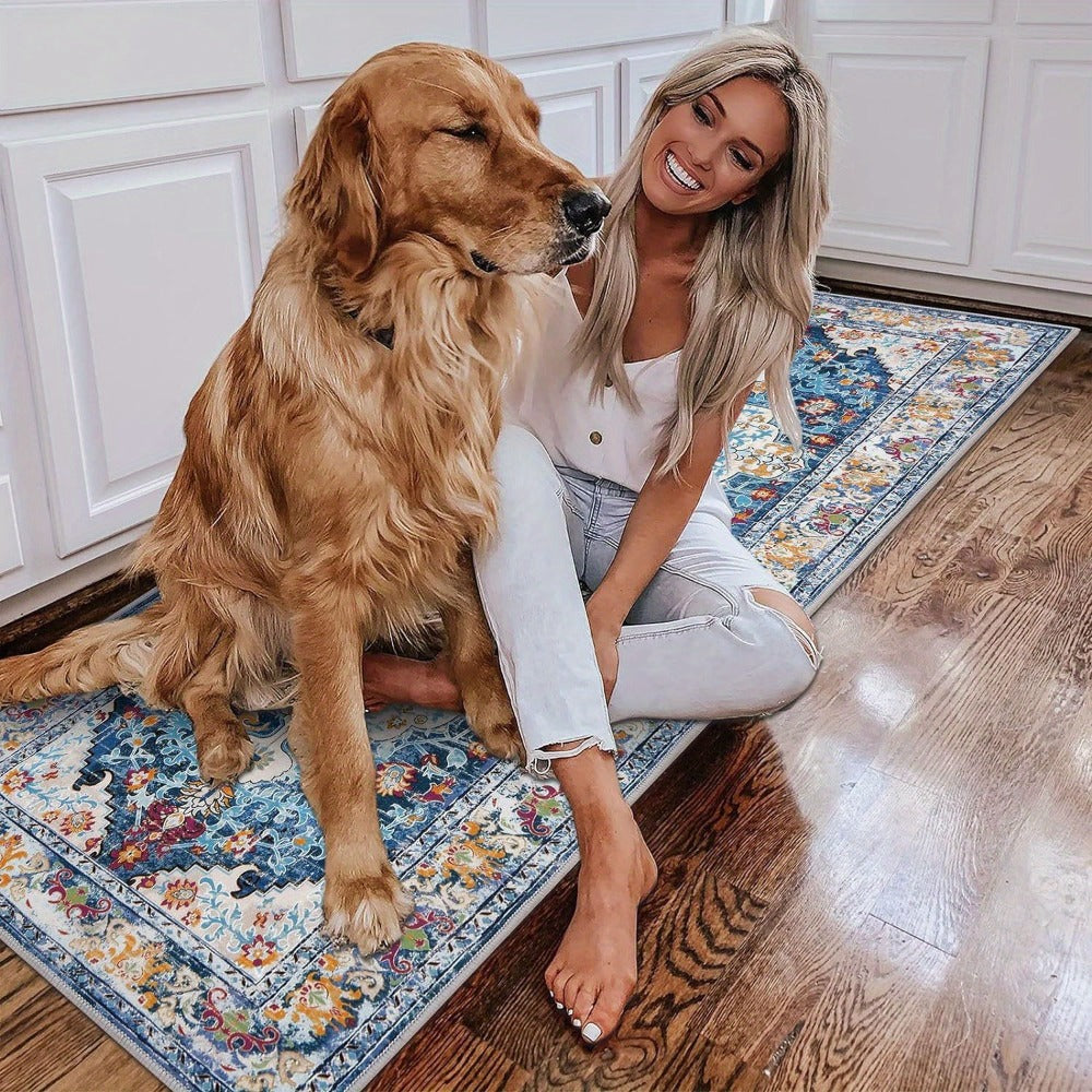 Runner Rug Boho Hallway Rug Machine Washable Non-Slip Vintage Farmhouse Accent Area Rug for Entryway Kitchen Living Room Bedroom Laundry Room - 2x6 2x8 2x10 Carpet Mat