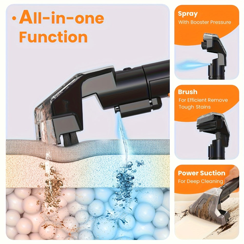 Portable Spot Cleaner for Carpet & Upholstery | Dual Brush Power Suction Stain Remover with Multifunctional Tools ¨C Deep Cleans Sofa, Car Seats, Stairs & Pet Stains
