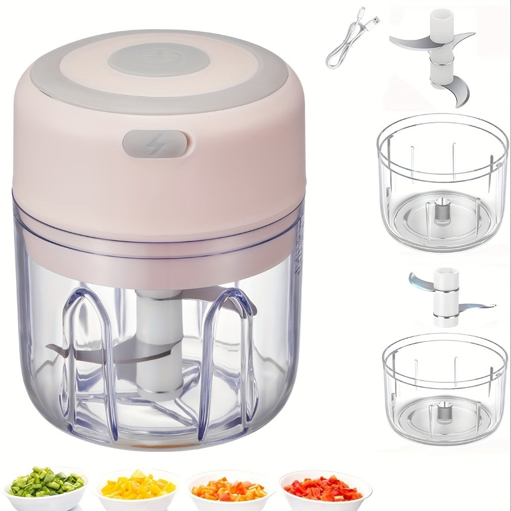 Electric Food Chopper Mini Garlic Crusher USB Rechargeable Meat Grinder 3.38oz 8.45oz Portable Wireless Kitchen Tool
