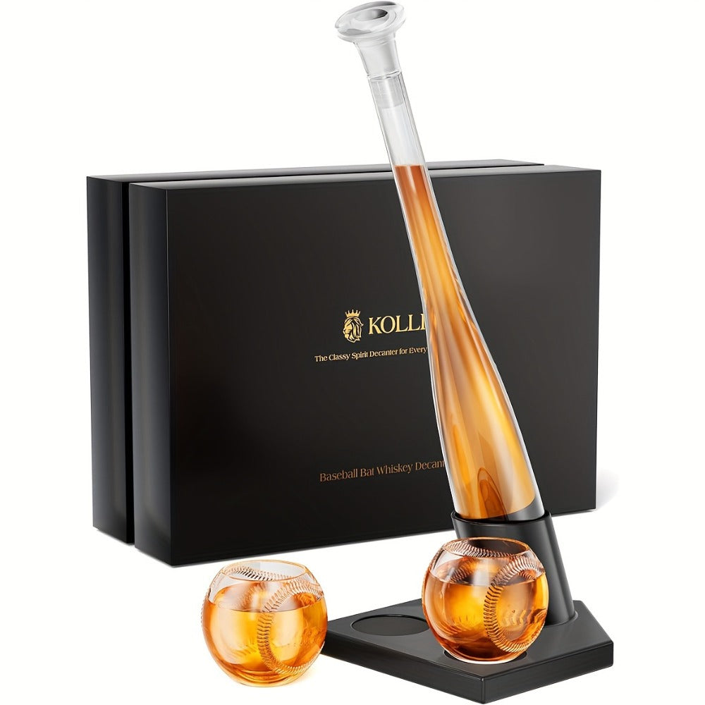 Baseball Bat Whiskey Decanter Set with 2 Glasses ¨C 20oz Liquor Decanter Gift Set for Men, Dad, Boyfriend, Coach