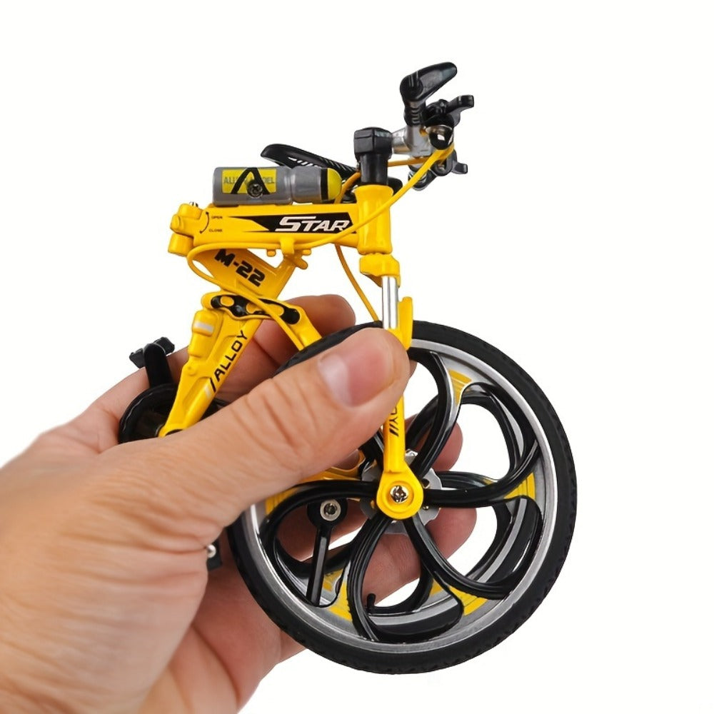 Diecast Mountain Bike Model 1:8 Scale Alloy Foldable Miniature Bicycle Figurine for Home Office Desk Decor, Collector Gift, Christmas Birthday Present, 3 Colors Available
