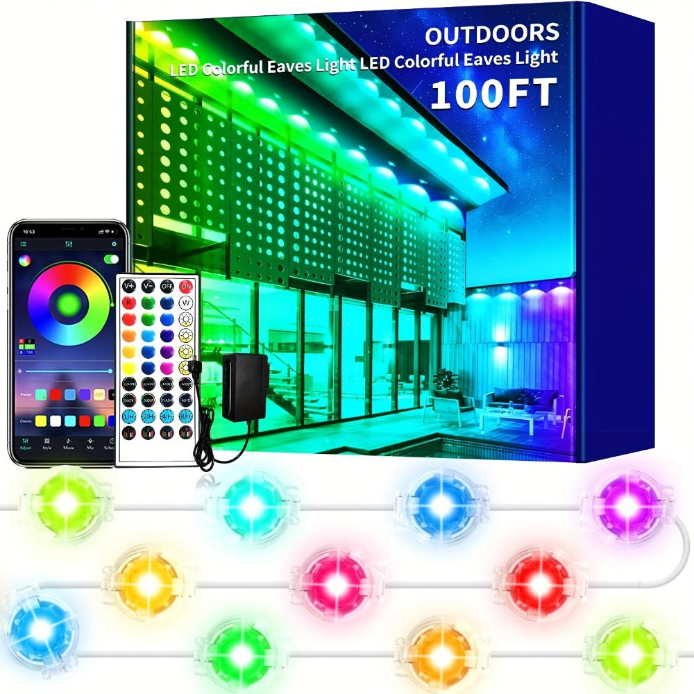 Permanent Outdoor Lights RGB Eave Light IP67 Waterproof | DIY Scene Mode Music Sync Color Changing | Outdoor Decoration Garden Party Holiday Lighting 50FT 100FT 200FT 300FT 400FT