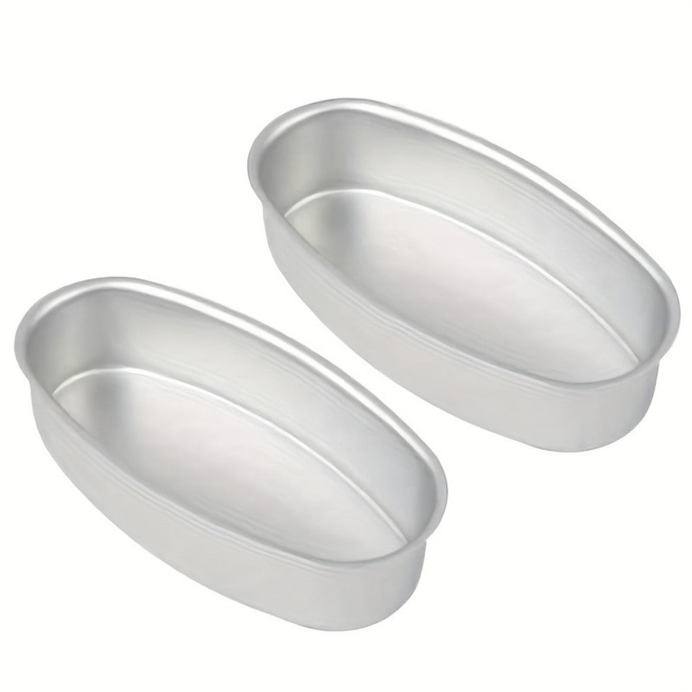 Nonstick Oval Cheese Bread Pan Set of 2, Aluminum Baking Pan for Bread, Cake and Meat, Oven Safe Loaf Mold for Home and Bakery, Cheesecake Baking Mold
