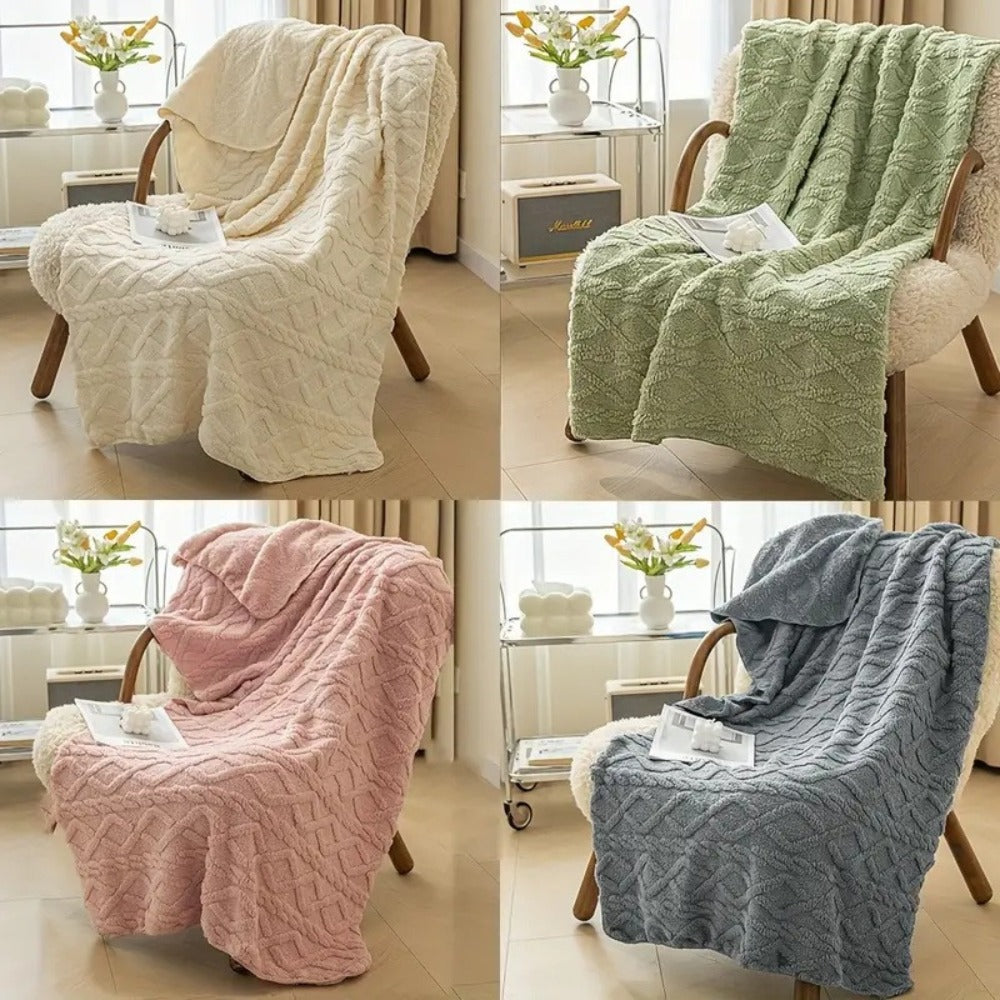 3D Plush Dense Weave Fleece Blanket ¨C Ultra-Soft Warm Throw for Bed, Couch, Travel & Outdoor, Air-Conditioning Friendly, 3 Colors, 2 Sizes