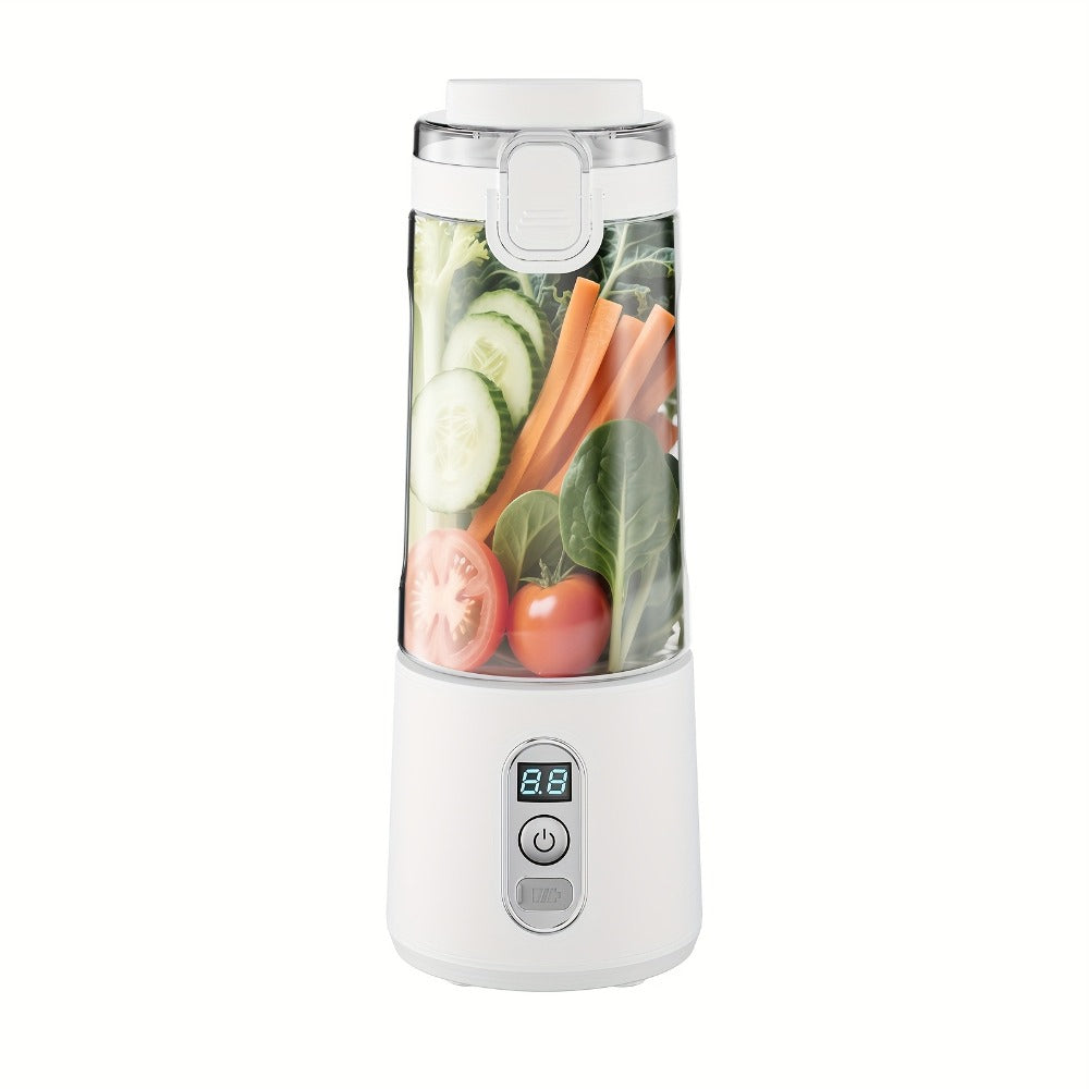 Portable Smoothie Blender USB-C Fast Charge 6-Blade Stainless Steel ¨C Digital Timer Battery Display High-Speed Ice Crush No-Spill Lid | Protein Shake Gym Travel Blender in Black Pink White