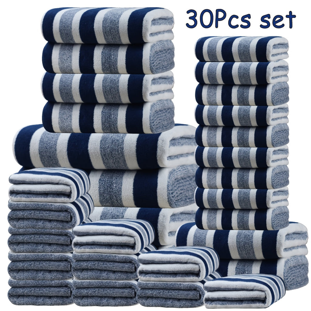 Bath Towel Set 30 Piece Coral Fleece Super Soft Quick Dry Fast Absorption Lightweight Large Wide Towels for Home Hotel Spa Gym Camping Christmas Gift Red Gray Green Navy Blue Purple Brown