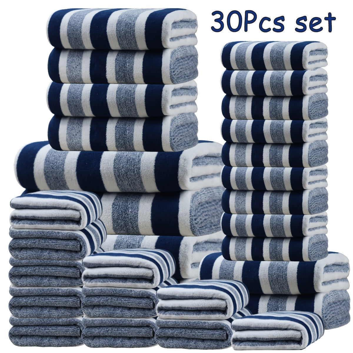 Bath Towel Set 30 Piece Coral Fleece Super Soft Quick Dry Fast Absorption Lightweight Large Wide Towels for Home Hotel Spa Gym Camping Christmas Gift Red Gray Green Navy Blue Purple Brown