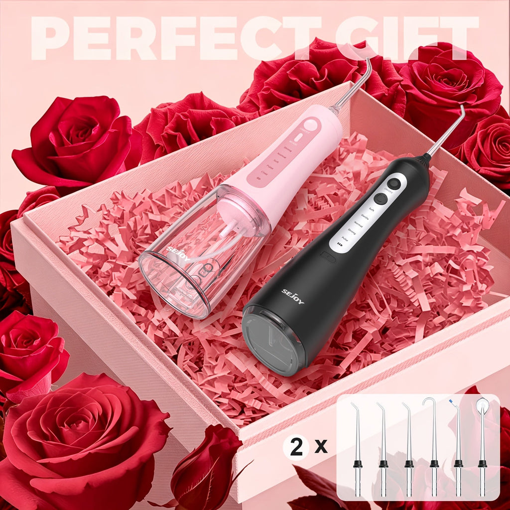 Water Flosser Electric Oral Irrigator 9 Replaceable Nozzles 350mL Tank 20-Day Battery 360¡ã Rotatable Tip Intelligent Pressure Control Deep Teeth Gum Cleaning