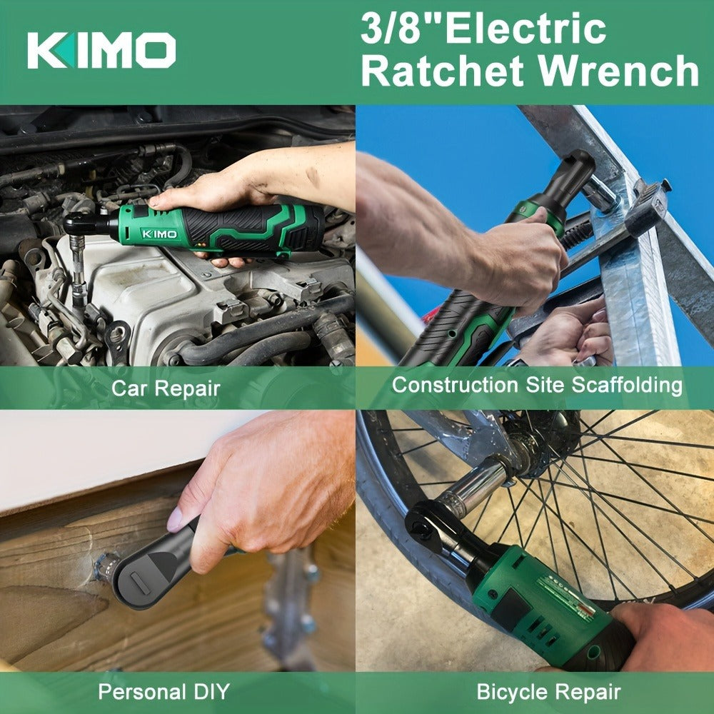 Cordless Ratchet Wrench 3/8 Inch 12V ¨C KIMO 40ft-lb Torque Power Ratchet Set with 2.0Ah Battery, Fast Charger & 8 Sockets