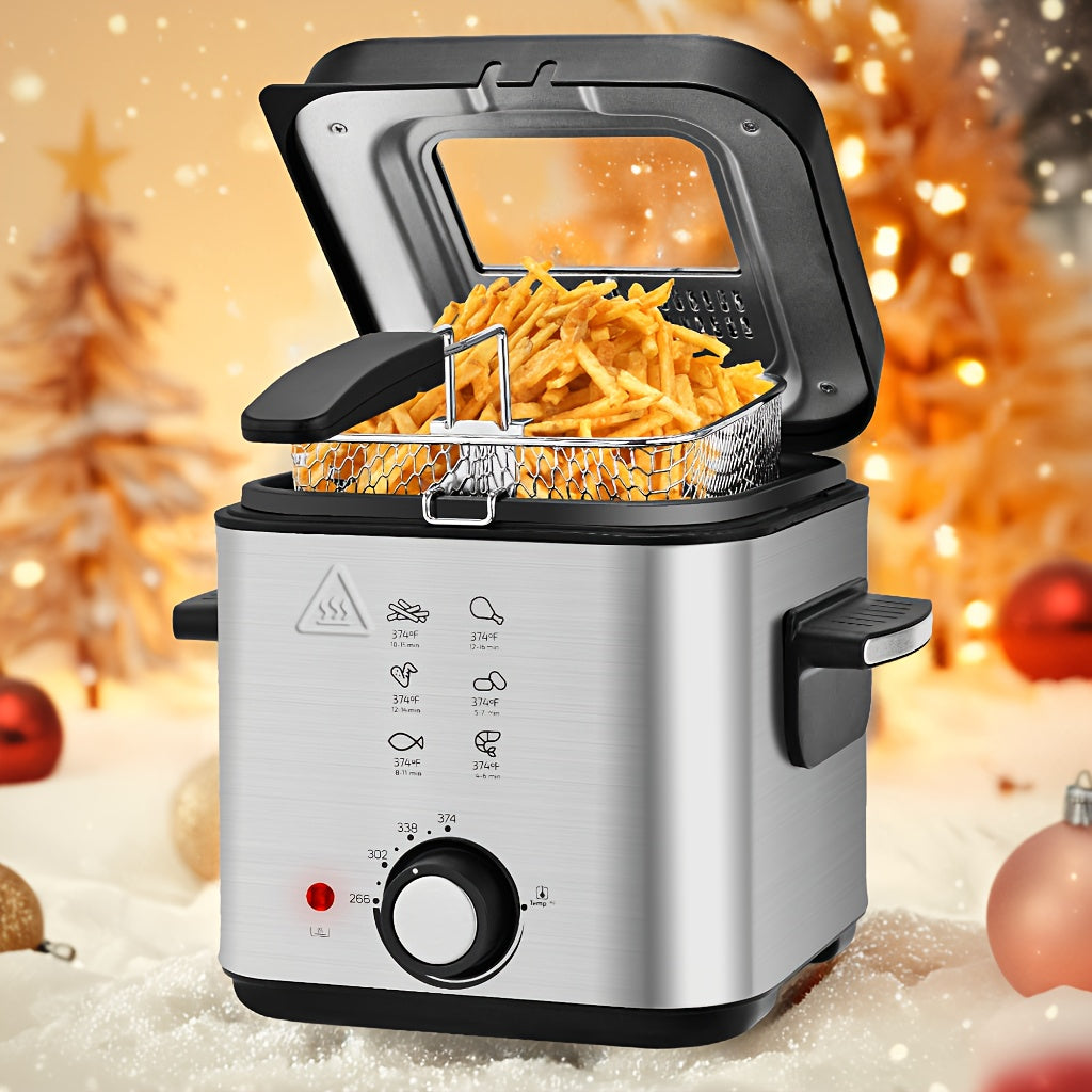 Deep Fryer with Basket 1500W | Adjustable Temperature, Removable Lid & Non-Stick Interior Pot, Viewing Window, Dishwasher-Safe Basket for Home Electric Frying ¨C 1.5L & 2.5L Options, Black