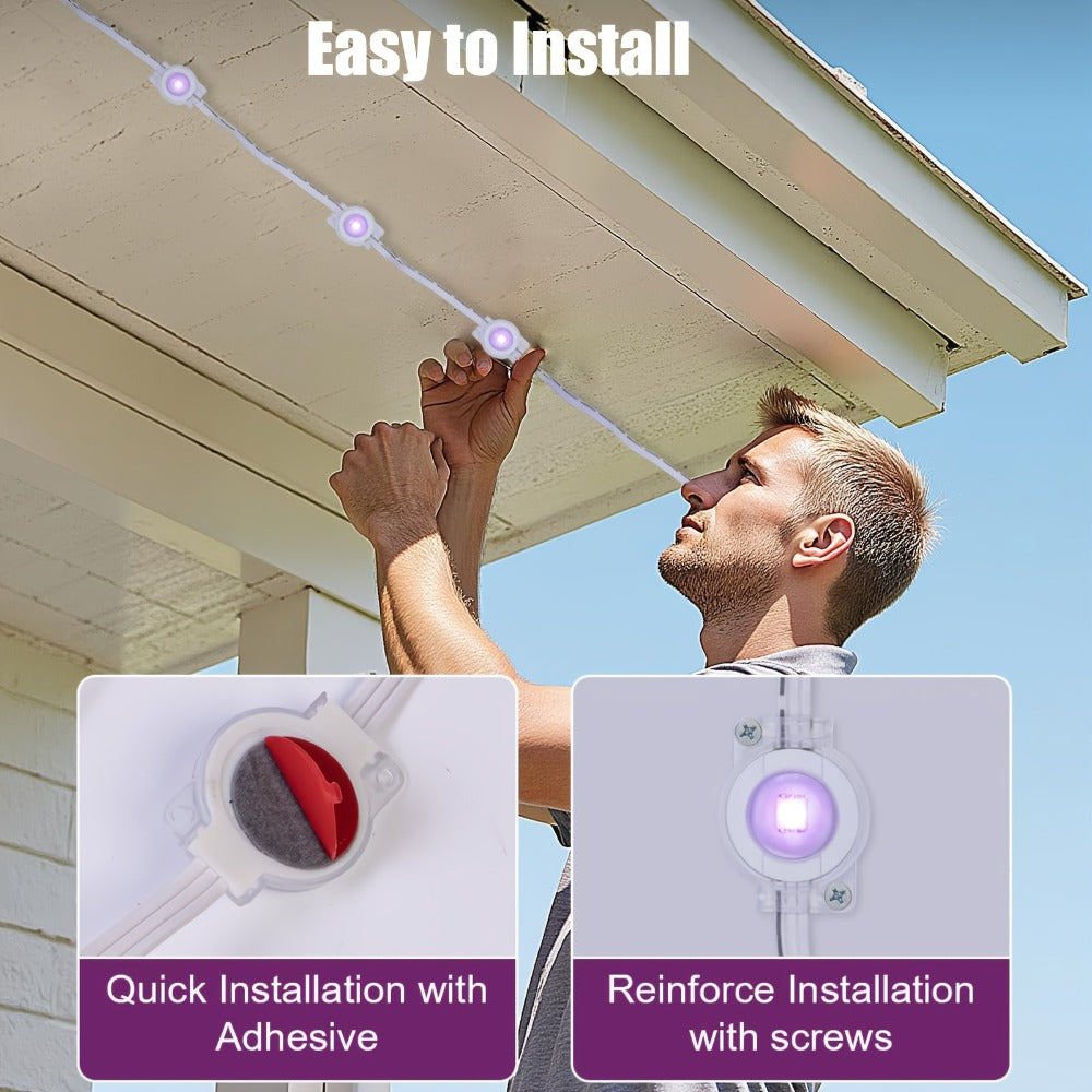 Permanent Outdoor Lights IP67 Waterproof ¨C RGB LED Eaves Light, App & Remote Control, Color Changing for Halloween, Christmas, Holiday, Party & Daily Roof Lighting (20/30/50/100/200/300/500 FT)