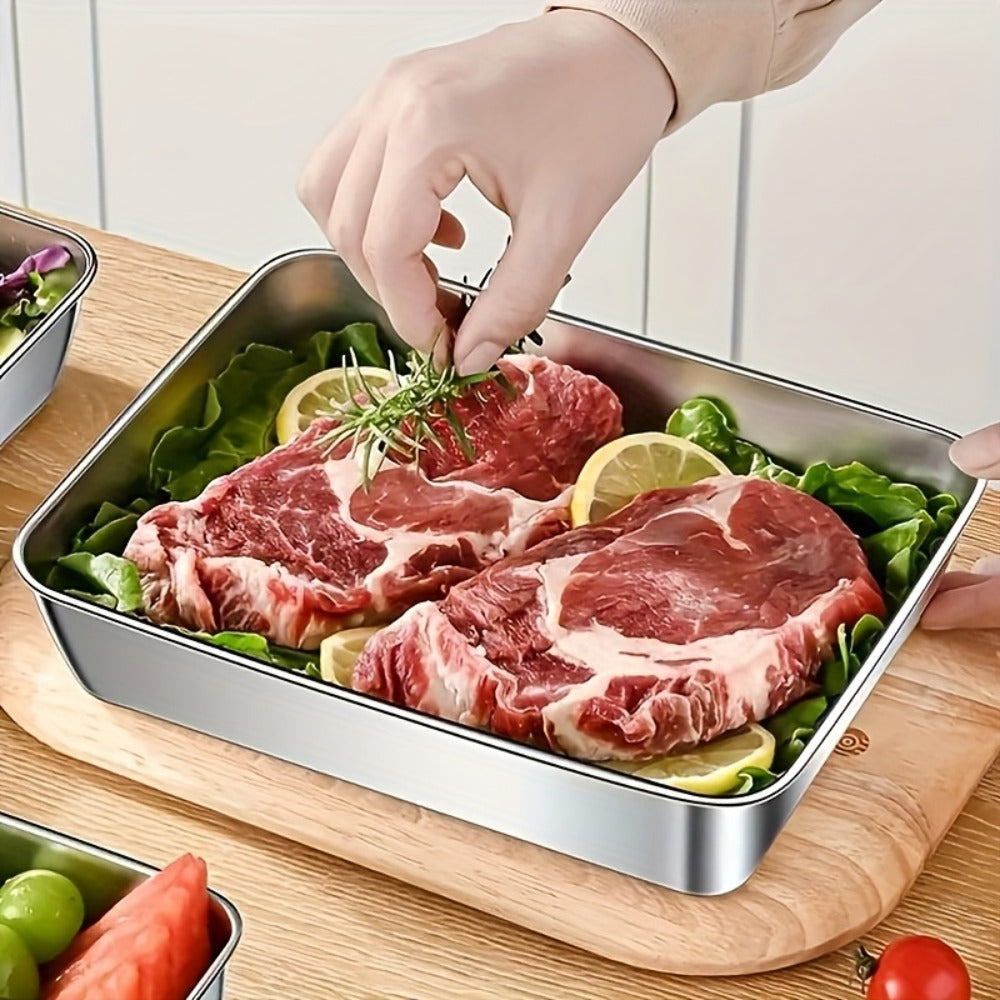 Stainless Steel Food Storage Containers with Lids 5pcs Set Durable Baking Trays Reusable Meal Prep Containers for Picnic Refrigerator Organization Kitchen Essentials Flip Top Closure Easy to Clean