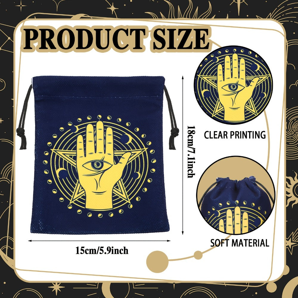 Velvet Tarot Card Bags 16 Pcs Mystical Drawstring Pouches 7.1x5.9 Inch - Dice Jewelry Storage Bag Set for Tarot Enthusiasts, Witchcraft Supplies, Halloween Christmas Gift, Crystal Pouch Organizer