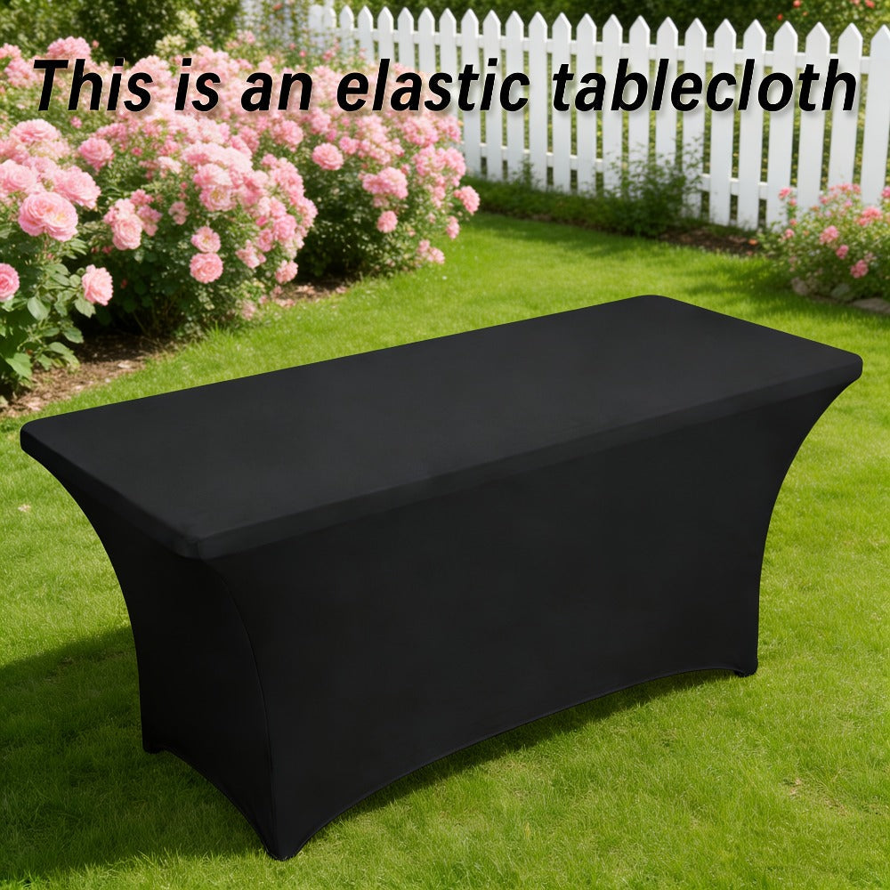 Spandex Tablecloth for 6 ft Rectangle Tables ¨C Elastic Fitted Table Cover for Events, Parties, Weddings & Banquets ¨C Wrinkle-Free Stretch Fabric in Black, White & Red, Indoor & Outdoor Use