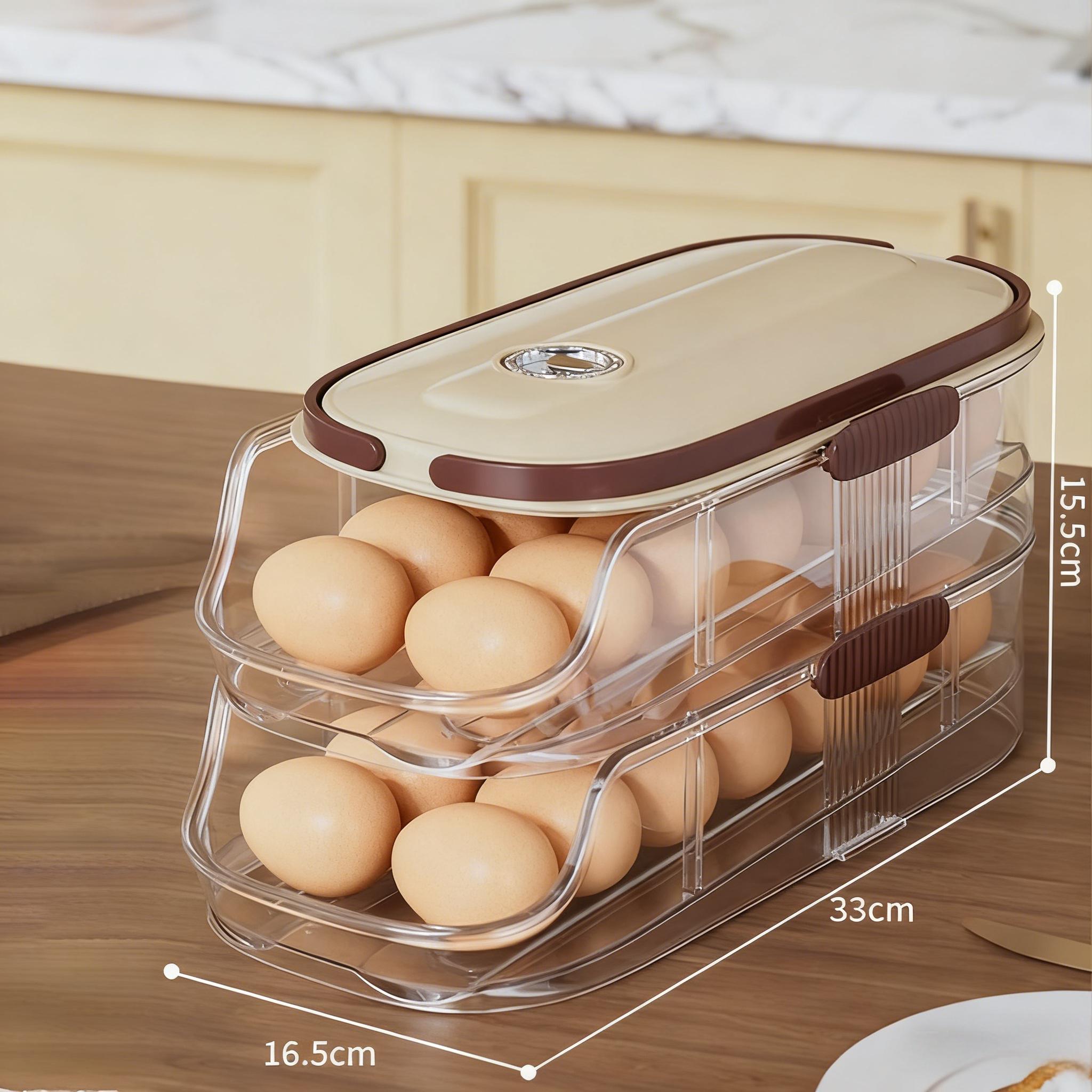 Egg Organizer for Refrigerator, Multi-Layer Auto-Rolling Egg Rack with Large Capacity ¨C Space-Saving Egg Storage Dispenser for Fridge, Cabinet & Countertop, Ideal for Busy Families